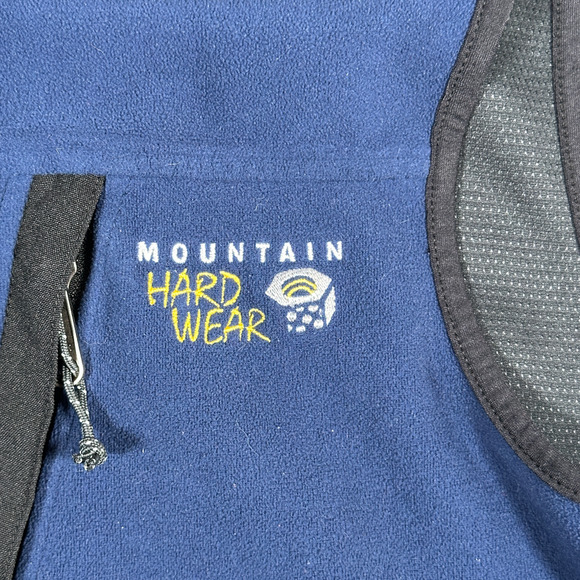 Mountain Hardwear Vest Adult MEDIUM Blue Black Fleece Embroidered ZIp Up Outdoor - Picture 2 of 10